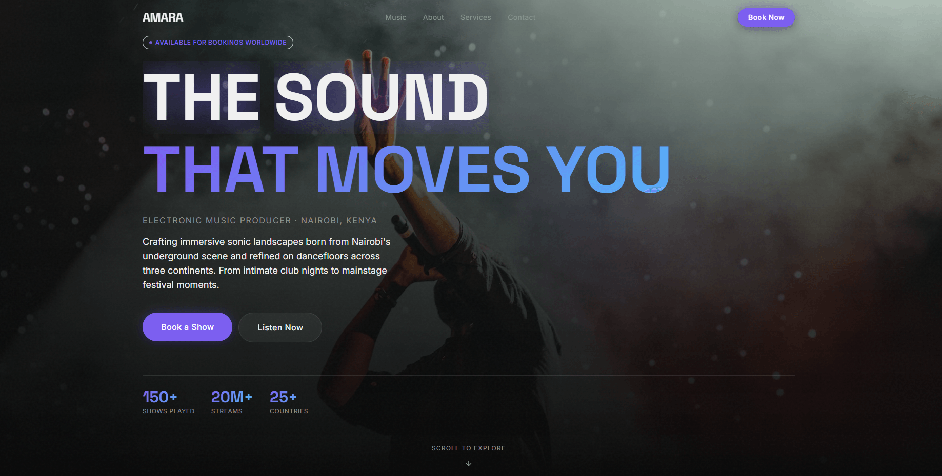 Creative Portfolio Platform — AMARA — DJ site