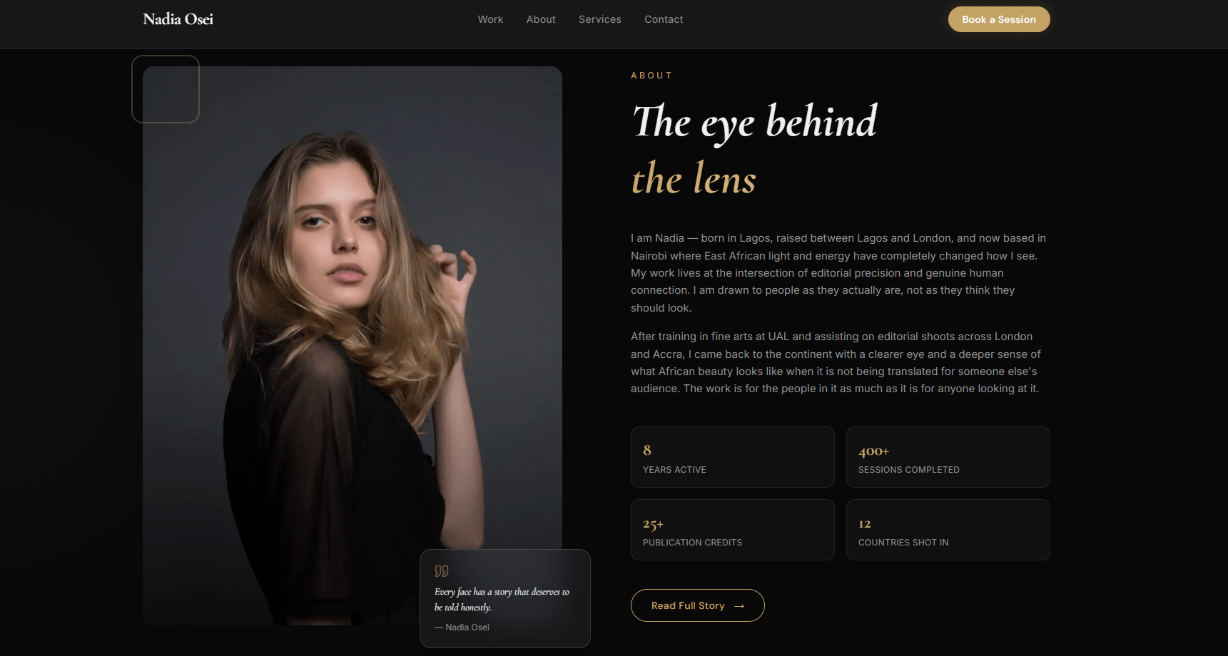 Creative Portfolio Platform — Nadia Osei — About