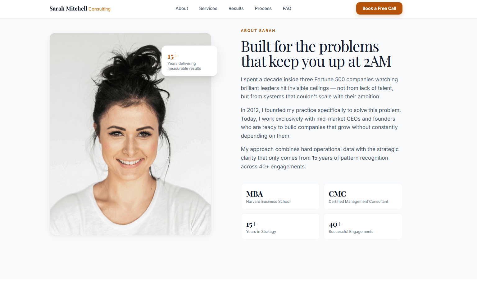 Professional Consulting Website — About