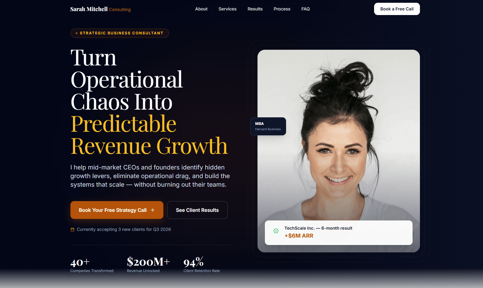Professional Consulting Website — Hero