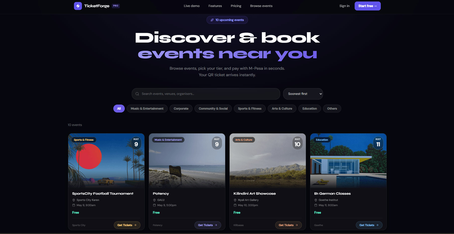 TicketForge — Event discovery